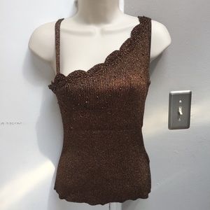 CHRISTINE PHILLIPE NWT Brown Metallic Beaded Tank
